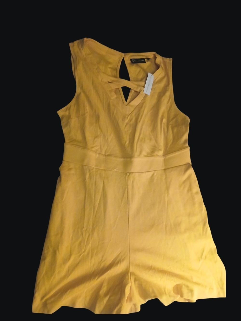 New York And Company Sleeveless Yellow V-Neck Romper Nwt L